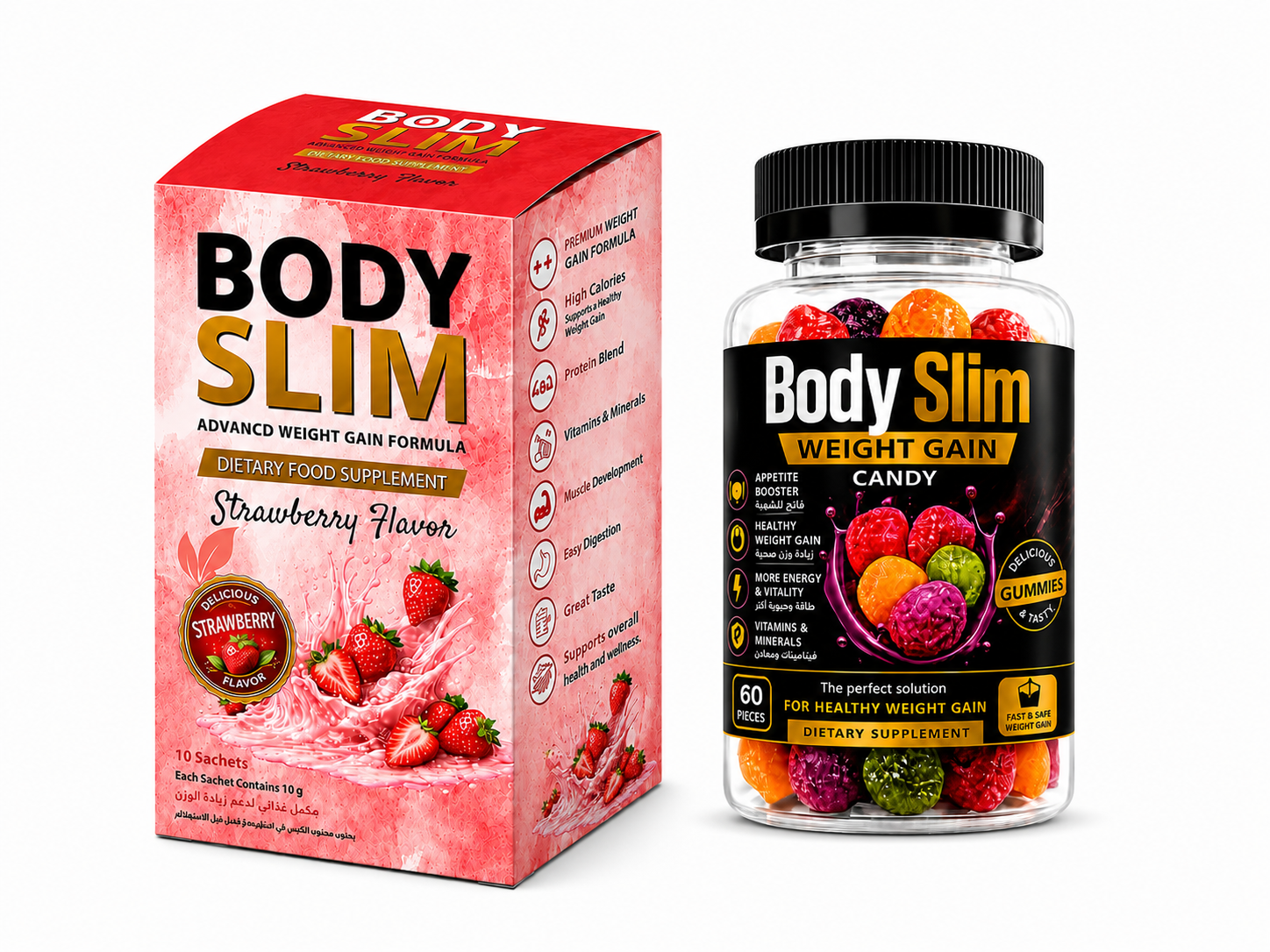 عرض Body Slim Powder فراولة + Body Slim Candy